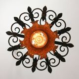 Vintage Wrought Iron Intricate Pendant Lamp, 1930s