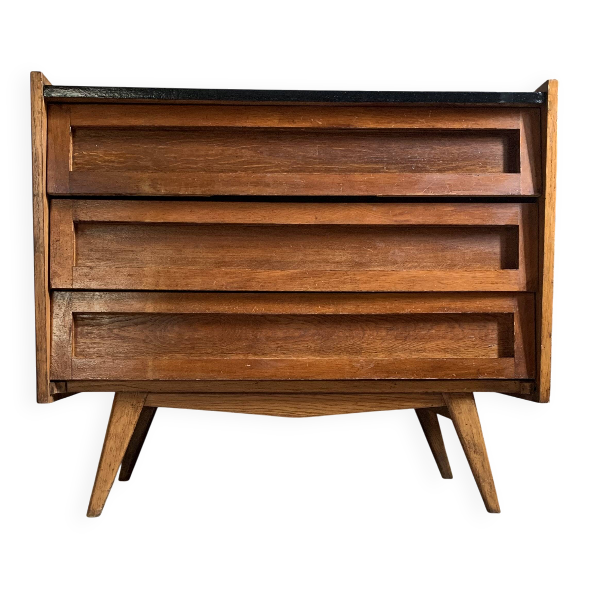 Commode vintage en chêne pieds compas