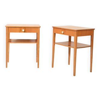 Pair of Vintage Scandinavian bedside tables in beech