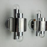 Pair of wall lights from Sciolari, chrome-plated metal, Italy, 1970