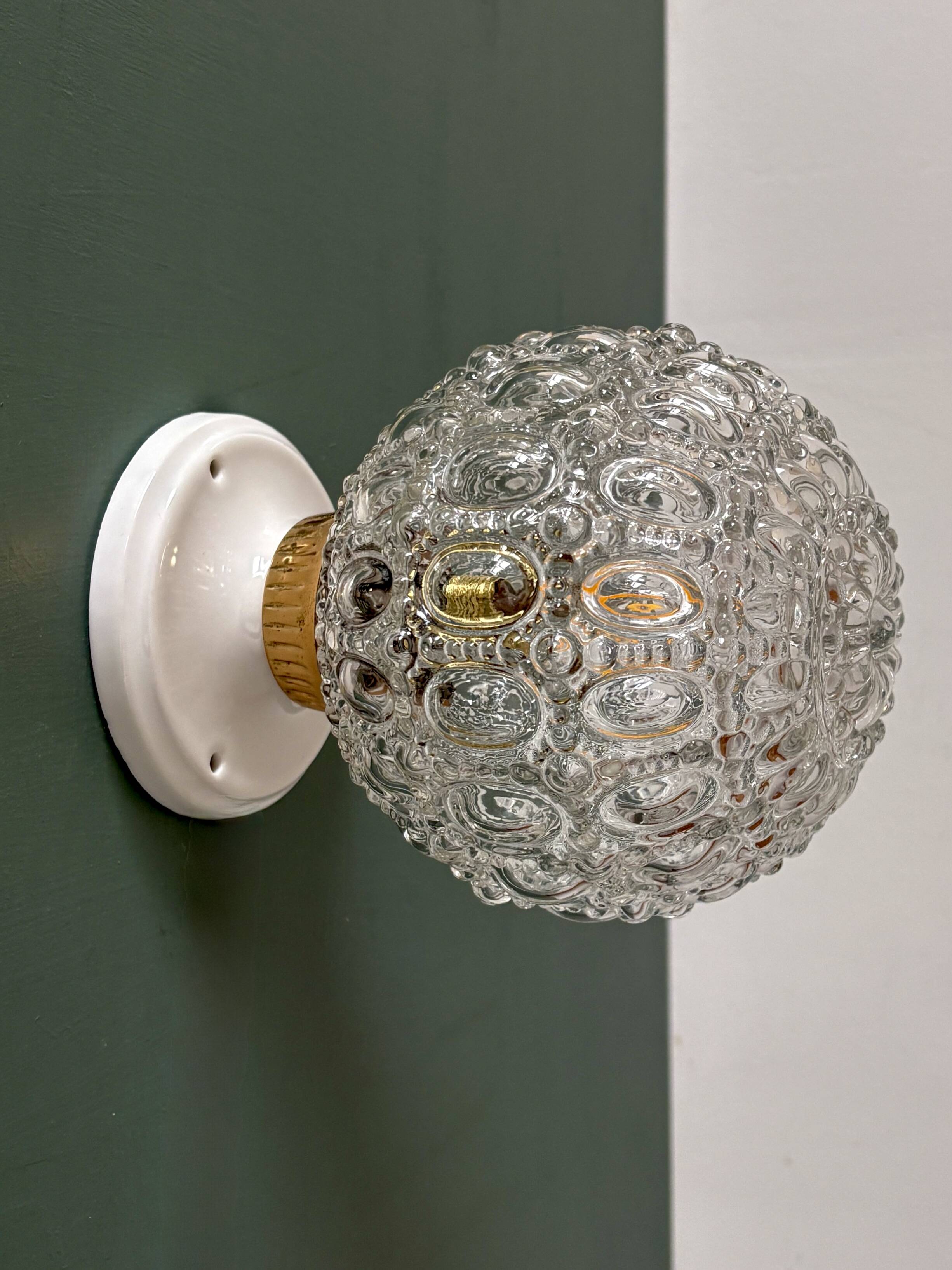 Vintage moulded glass wall or ceiling light globe