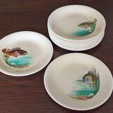 12 fish plates Proceram Cerel Aubagne, 1950s