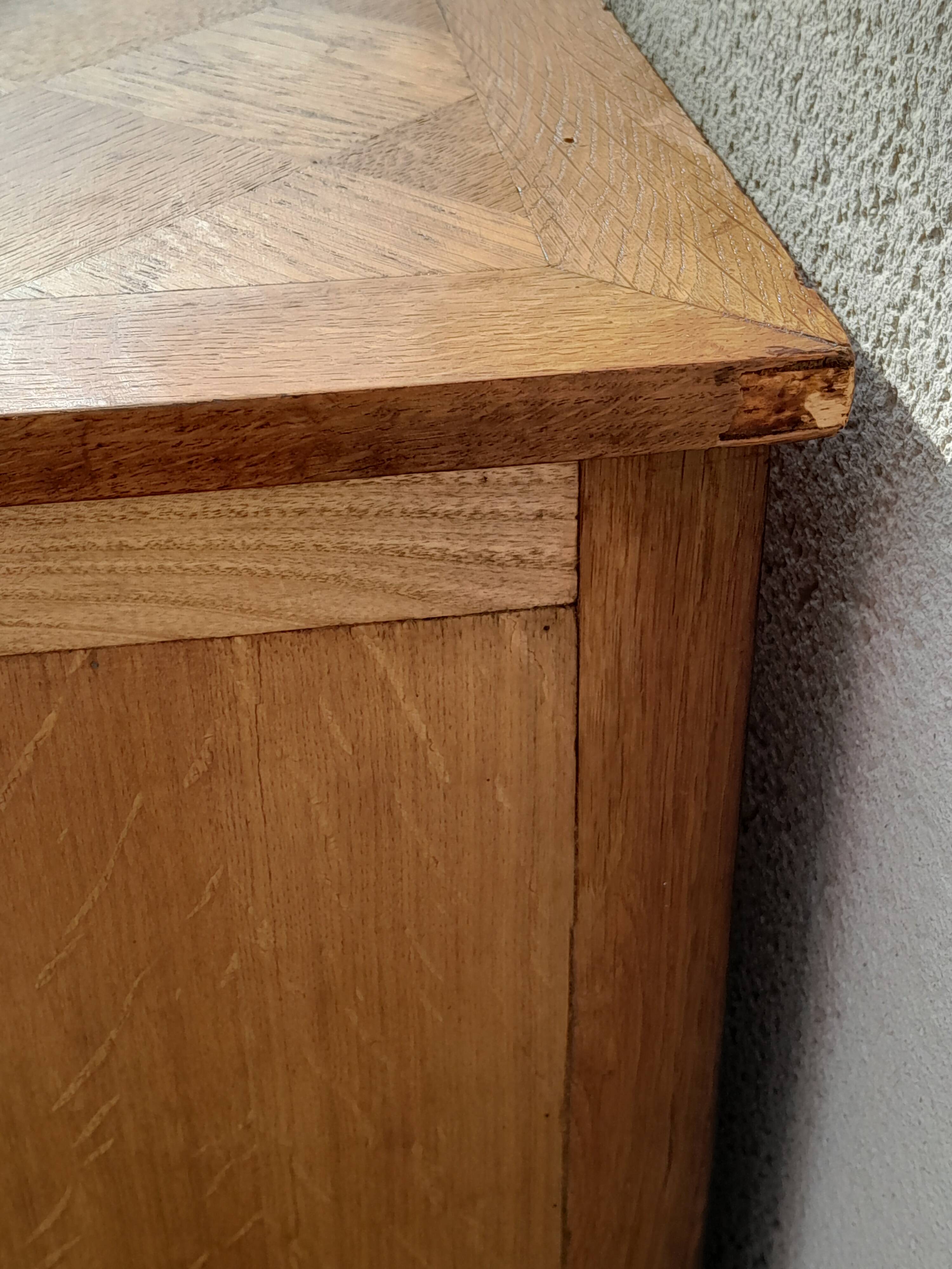 Vintage melamine wood sideboard, year 50, compass feet