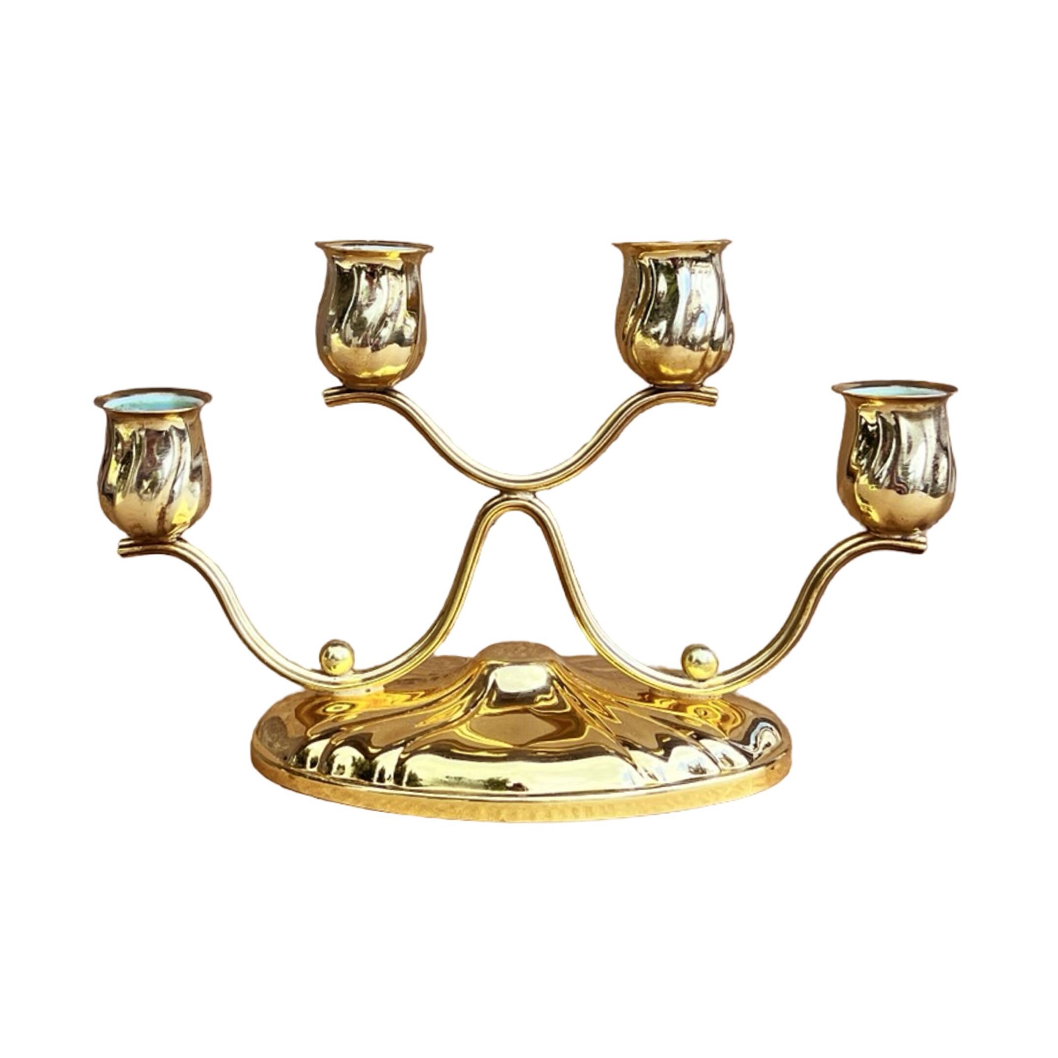 Four-light, gold-plated table candlestick, Germany, 1940s.