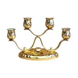 Four-light, gold-plated table candlestick, Germany, 1940s.