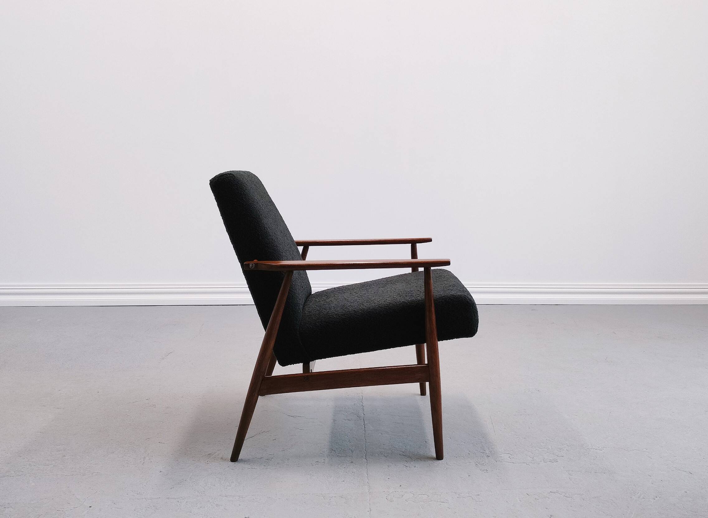 Henryk Lis armchair in black boucle 1960