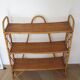 Bookcase, rattan shelf, 70s