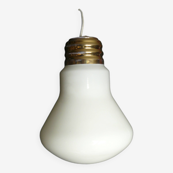 Vintage opaline pendant light 1970-80 in the shape of a large bulb in the style of Ingo Maurer