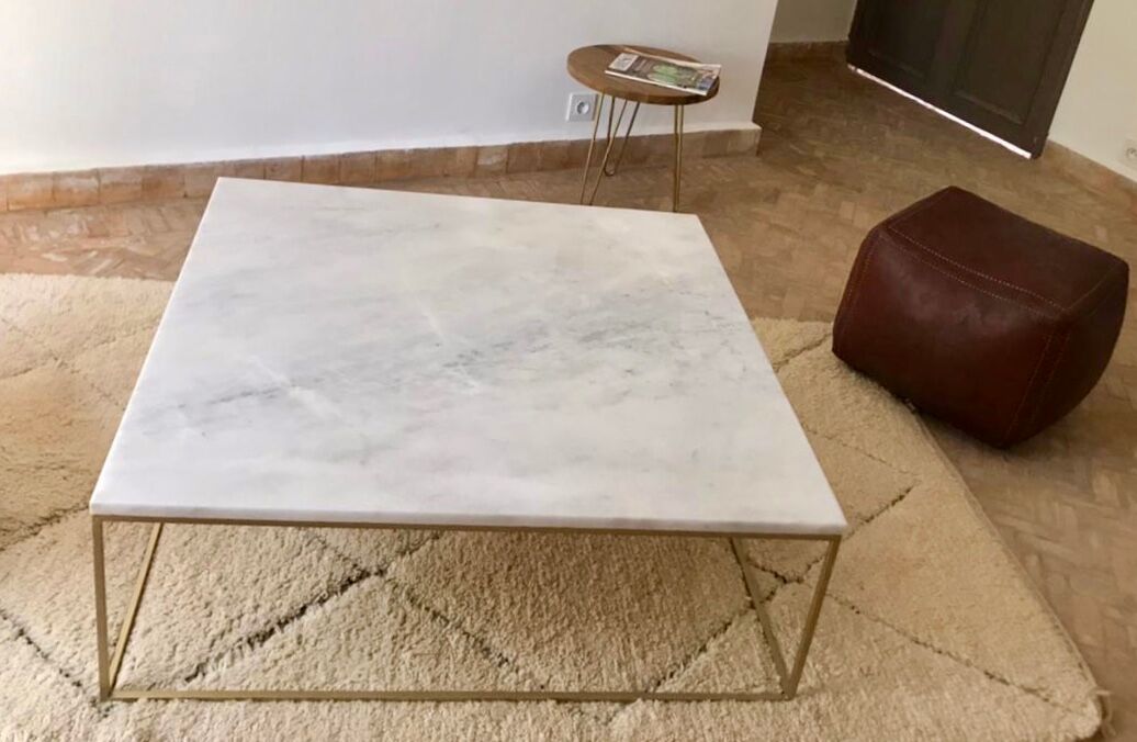 Table basse carrée en marbre blanc Ibiza 90x90 | Selency