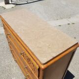 Old Art Deco chest of drawers 4 drawers and marble top