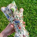 Zoomorphic Bouquetieres Hand-painted Desvres Cats