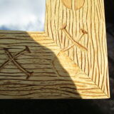 Square mirror frame carved natural wood