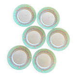 Assiettes à dessert rétro vert d’eau, corail poudre