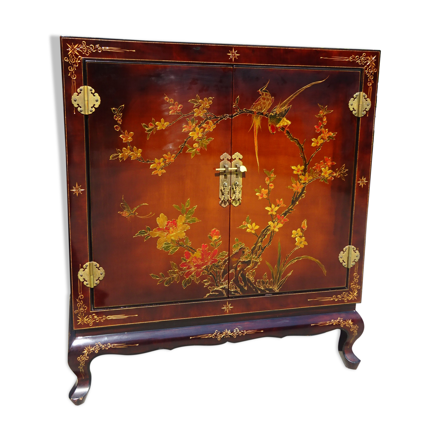 2-door sideboard, painting flowers and birds