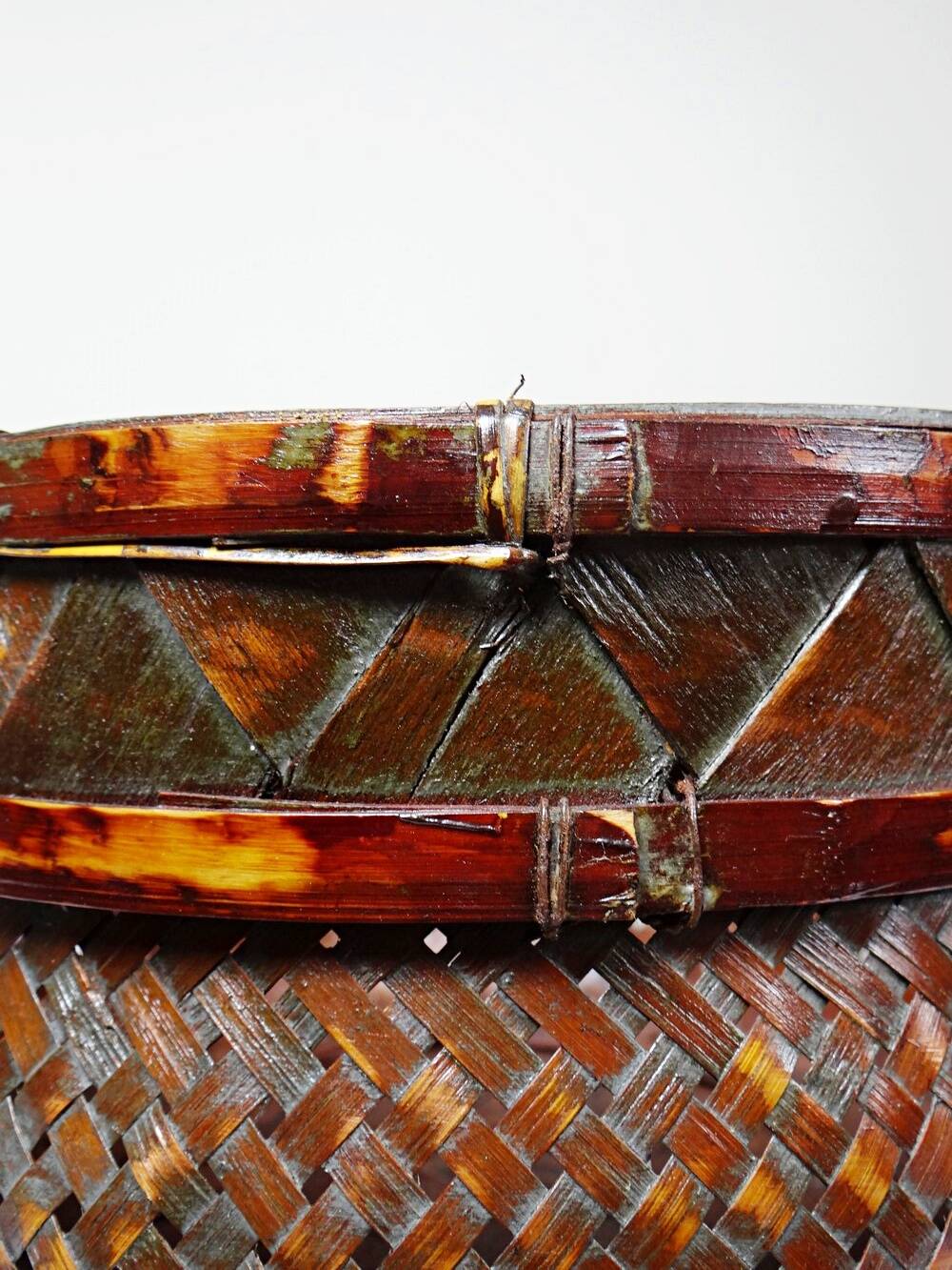 Pair of vintage nesting handmade Japanese woven bamboo baskets