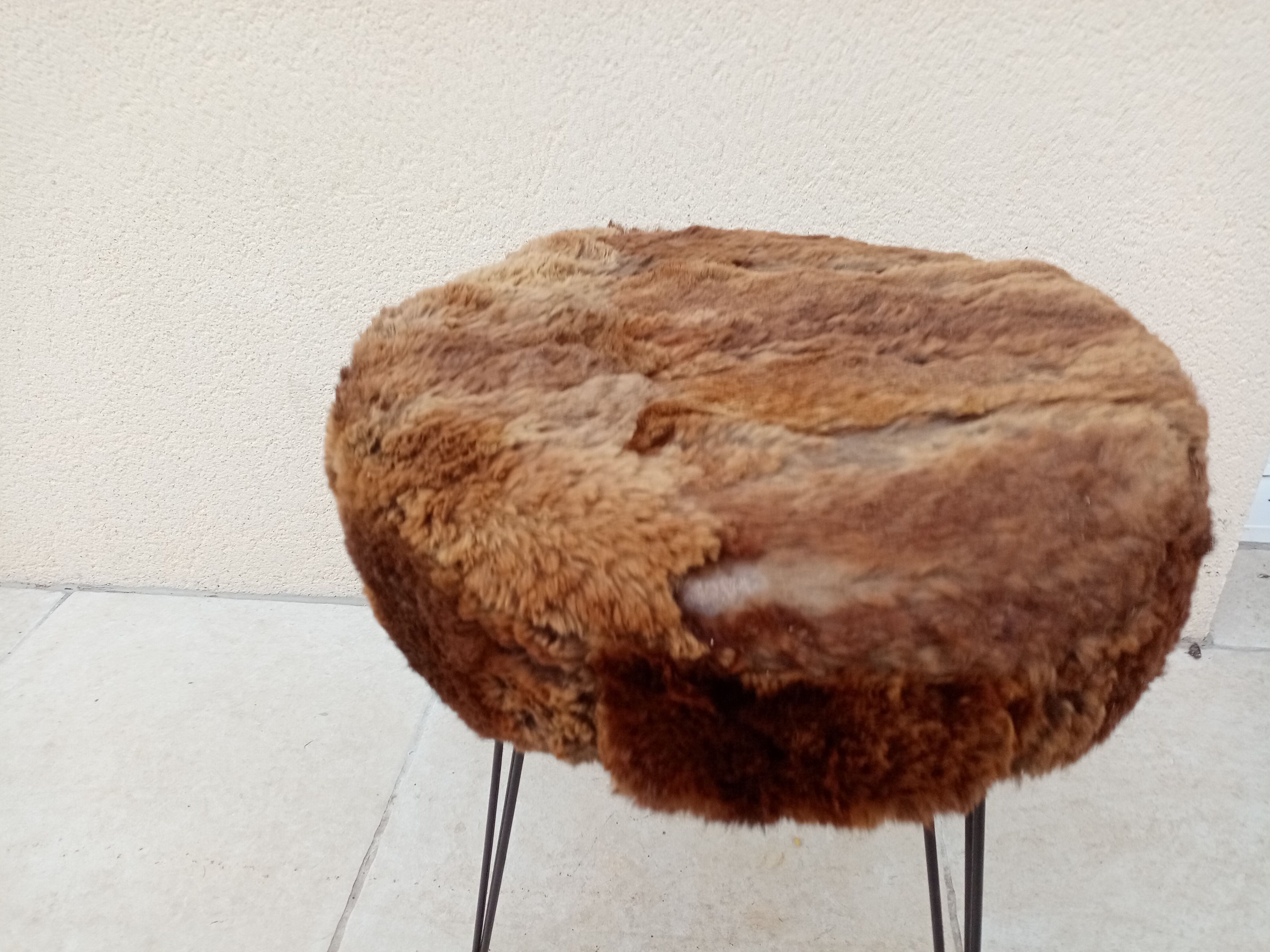 Vintage moumoute stool year 70