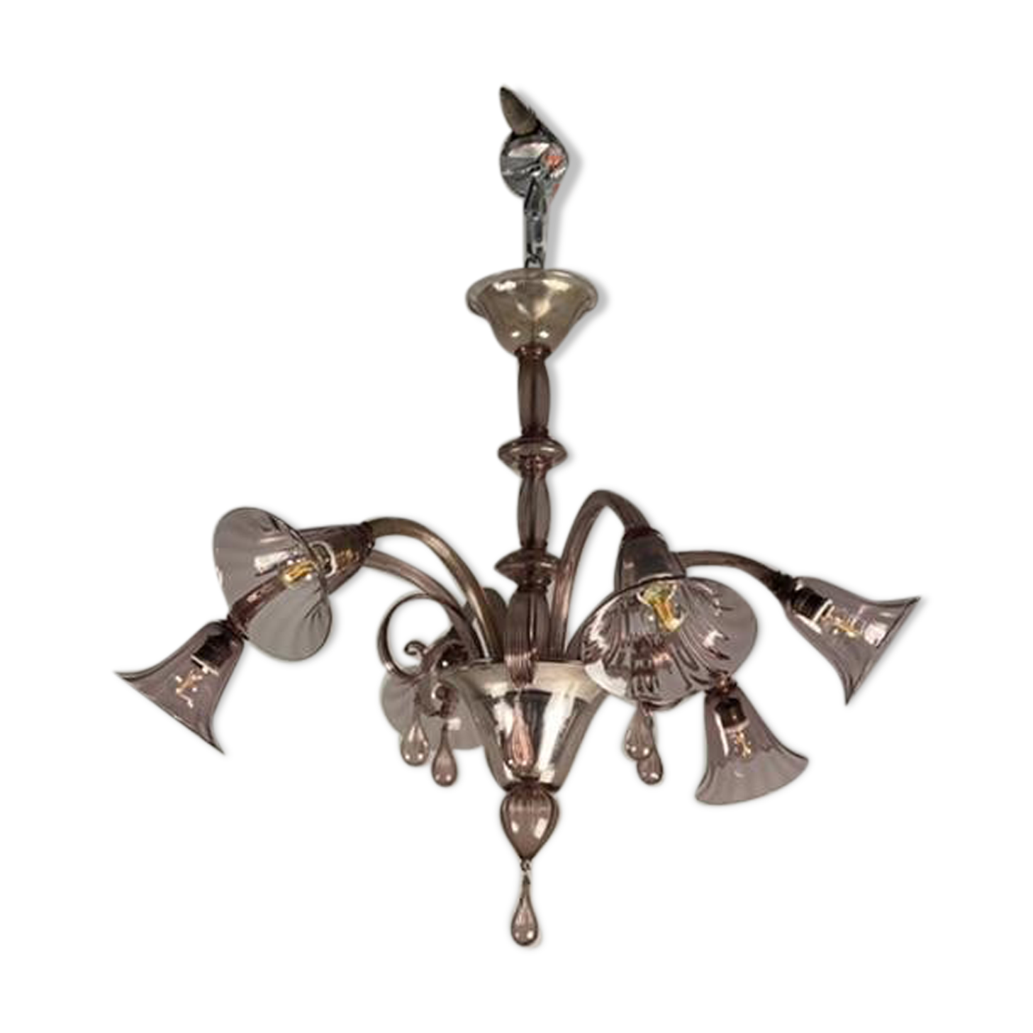 Lustre vénitien en verre de Murano améthyste