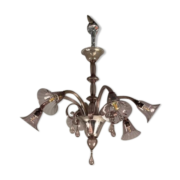 Lustre vénitien en verre de Murano améthyste