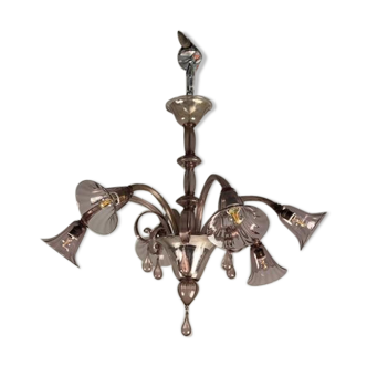 Venetian chandelier in Murano glass amethyst