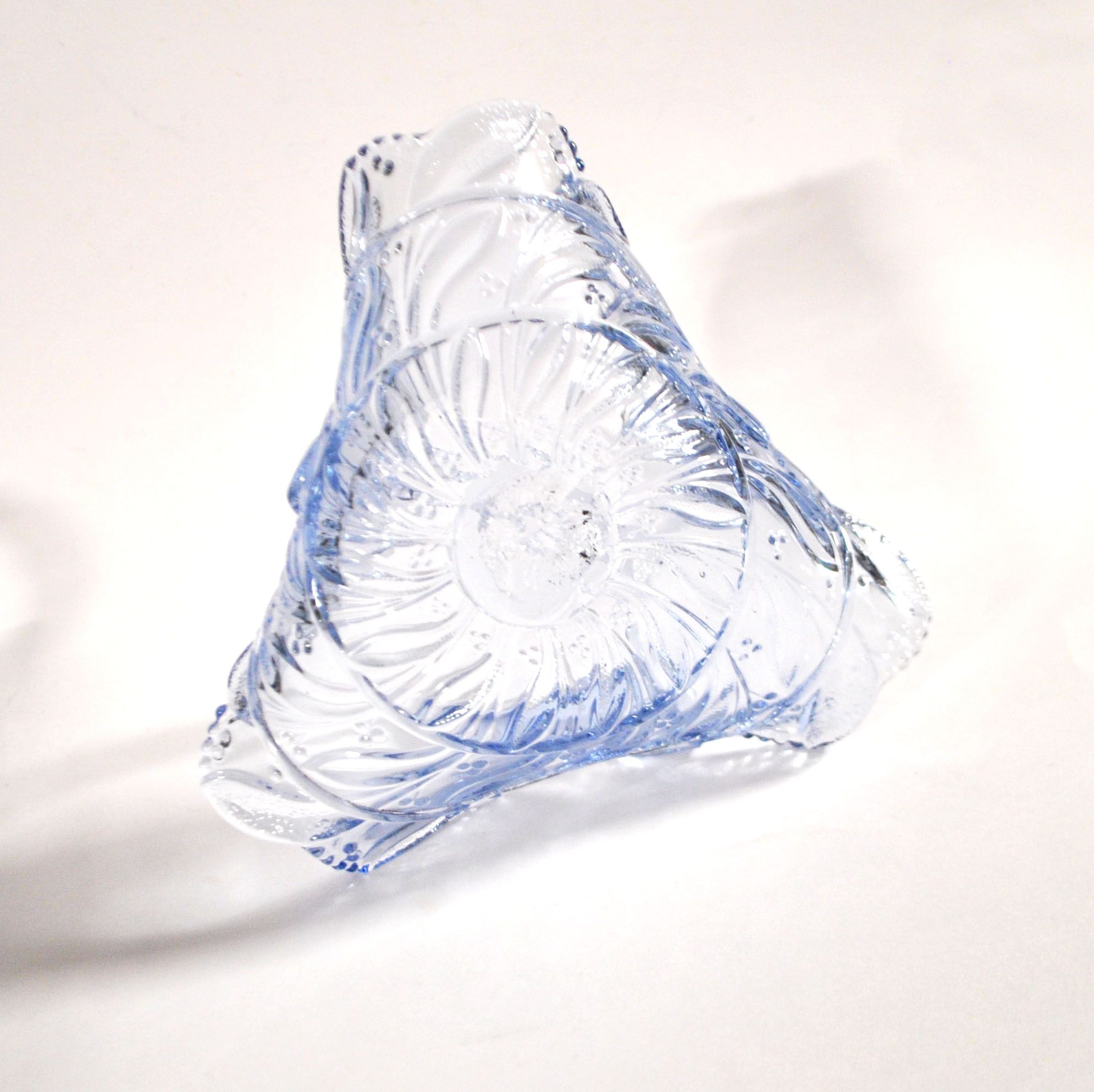 Blue pressed-moulded glass basket dish Meisenthal? Ashtray 1920