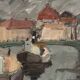 Original Swedish Oil on Canvas –“Harbour” by Georg Andersson – Signed – Vintage & Framed – 52 × 40 cm (20.4" x 15.7")