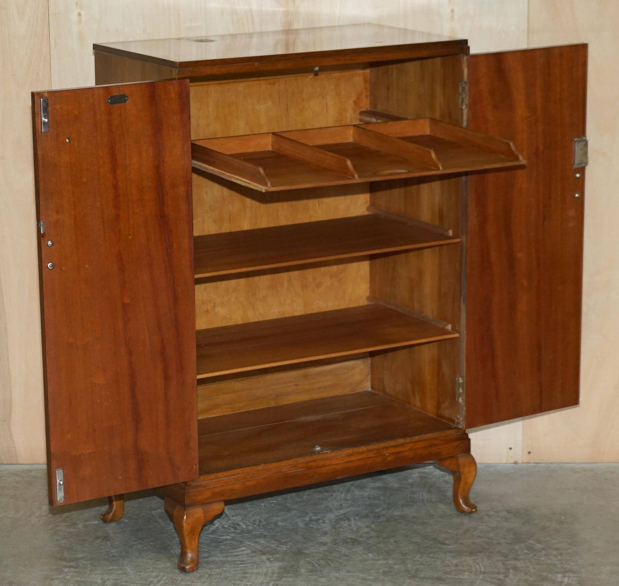 Art Deco governess wardrobe in burr walnut by Waring & Gillow