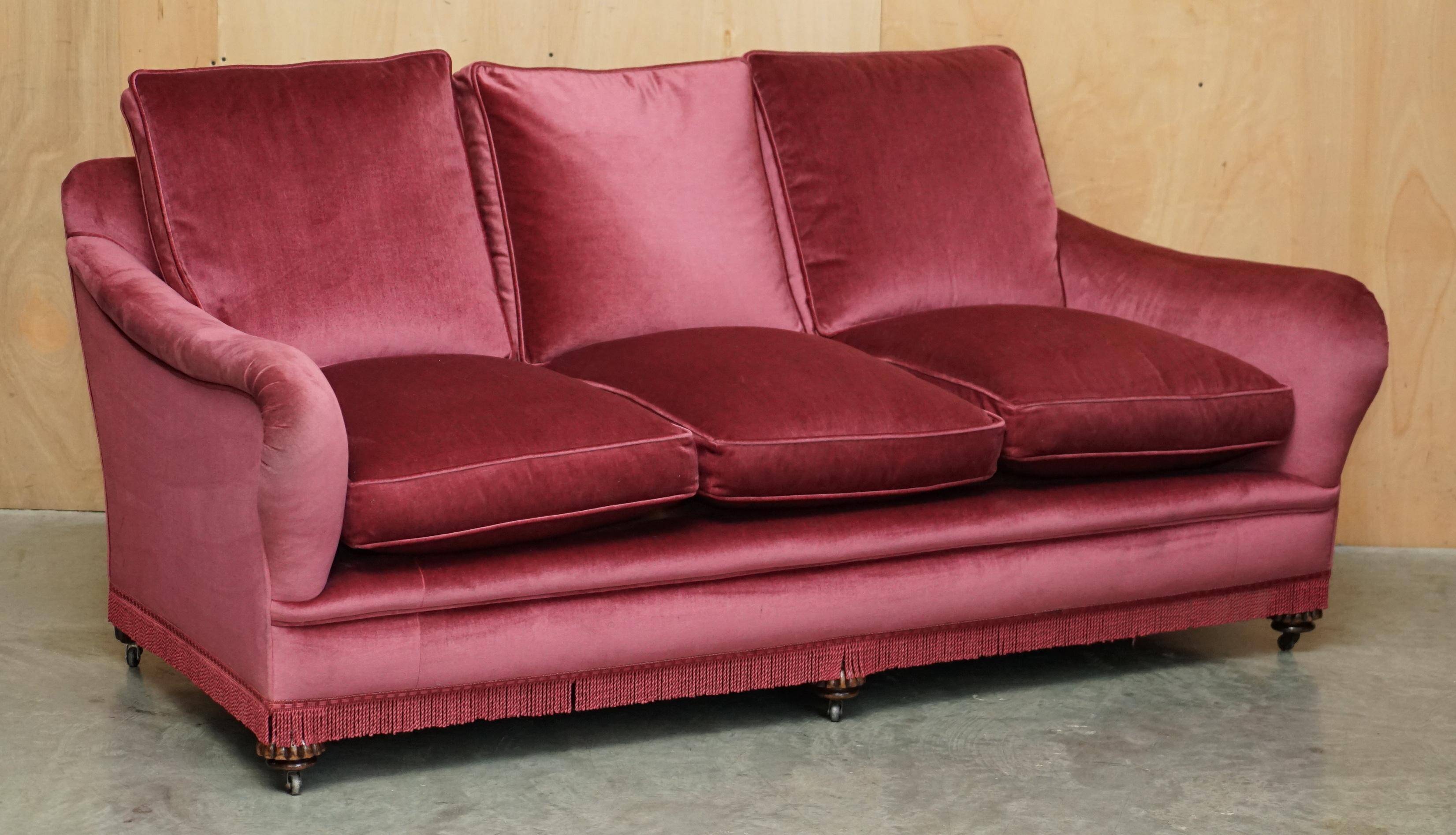 Sofa set and a pair of Victorian velvet armchairs.