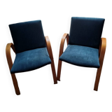 Paire de fauteuils Steiner Bow wood vintage 1950