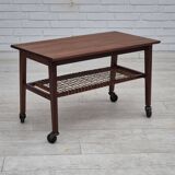 1970s, Danish side table, original very good condition, teak wood, rattan.