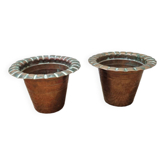 2 copper pot covers, 1960