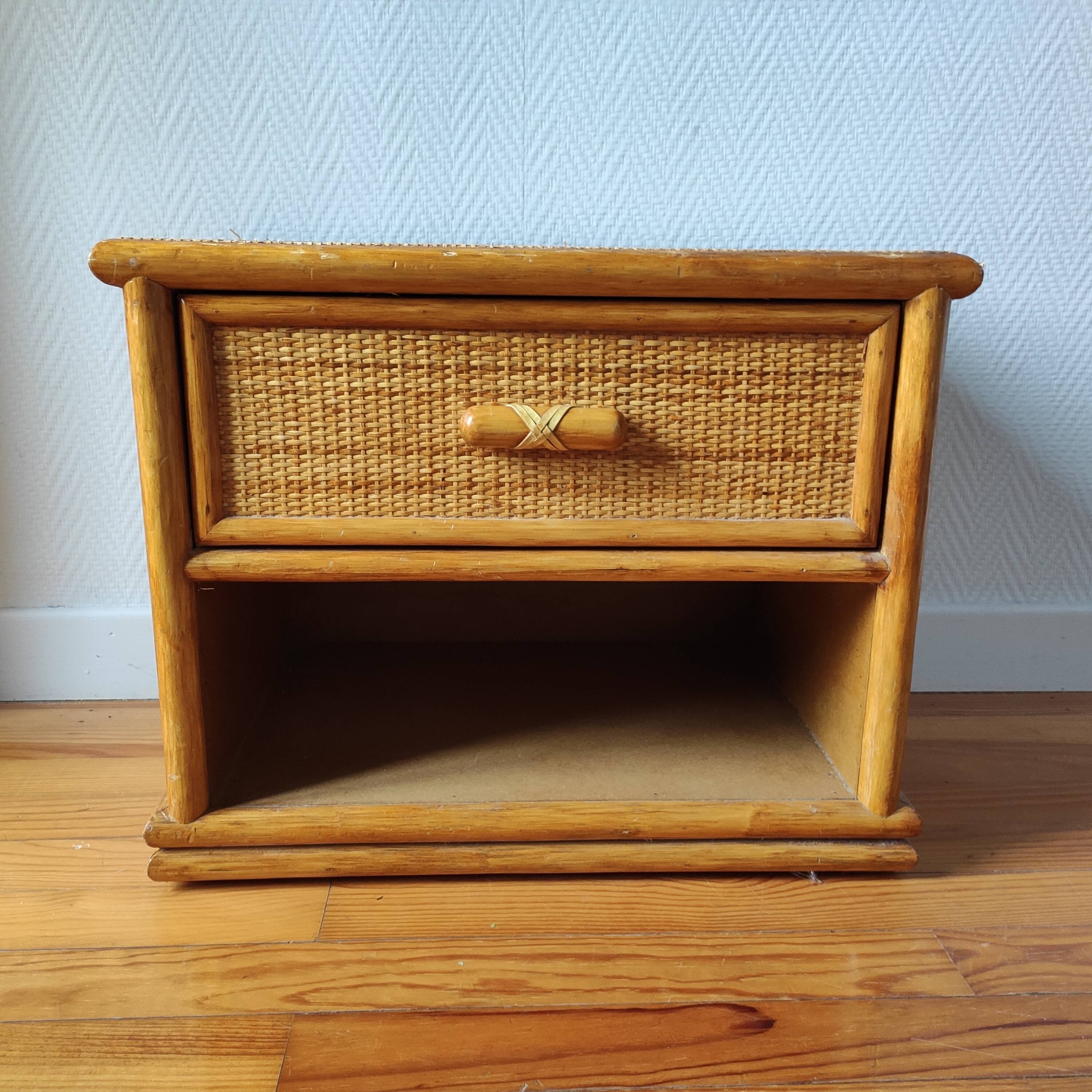 Rattan bedside table