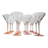 Ensemble de 14 verres à martini en verre et cristal rose Luminarc, style Memphis des années 1980, idée cadeau France