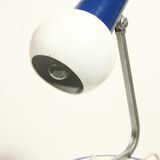 Lampe de bureau vintage métal peint blanc & bleu design Allemagne 1960s