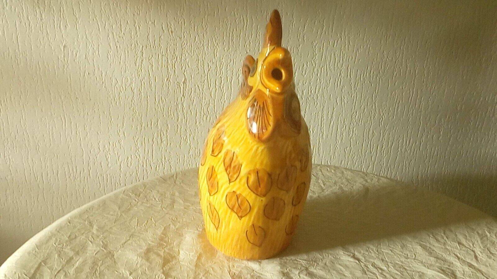 Vintage earthenware rooster pitcher