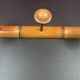 Old turned wooden coat rack 1930s bamboo style - 3 hooks