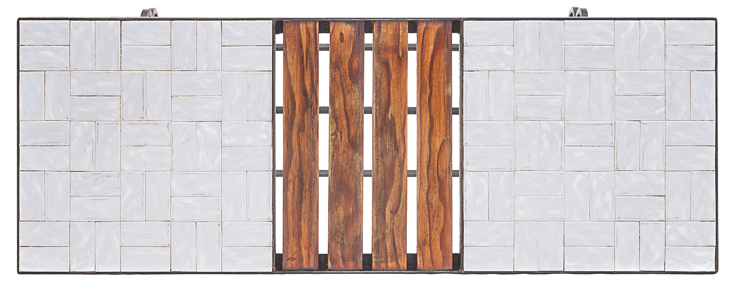 Modernist coffee table, teak and ceramics, 1950