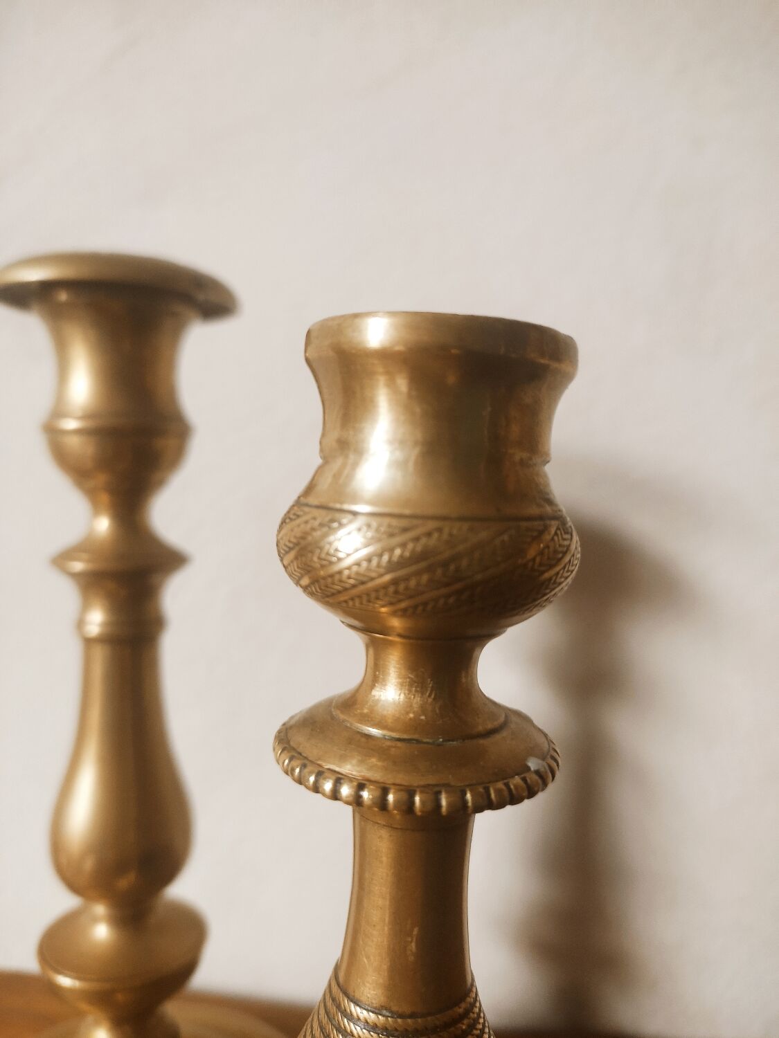 Duo of brass candle holders