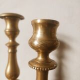 Duo of brass candle holders