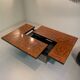 Coffee bar table in elm magnifying glass by Paul Michel, 1970