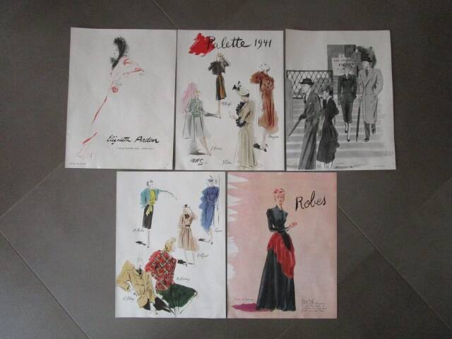 Lot de 5 publicités de mode, années 40