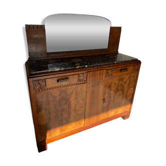 Vintage marble sideboard with mirror from the 1930s