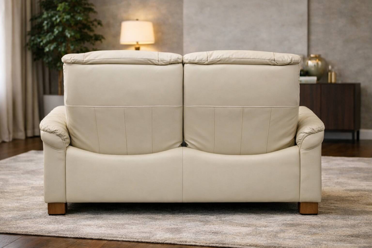 Modern Leather Sofa with Folding Backrest — Adjustable Contemporary Lounge