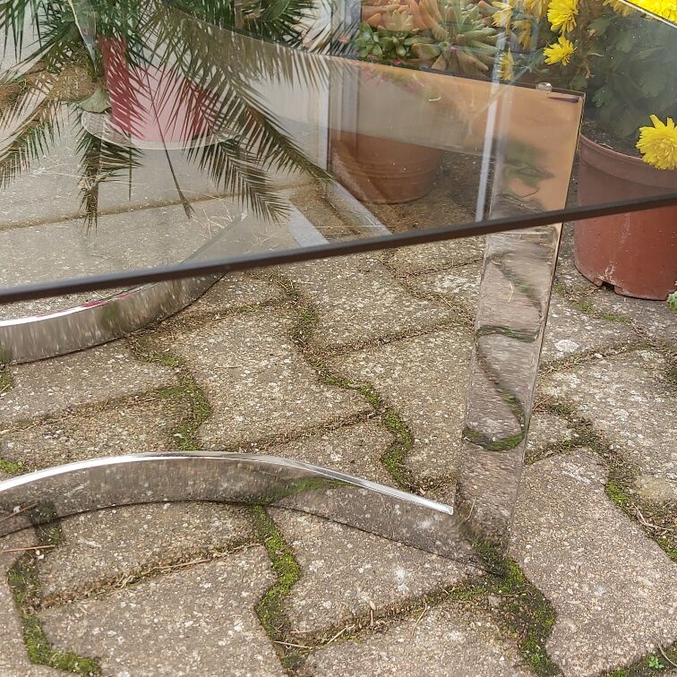 Paul Legeard Steel and Glass Round Coffee Table 1970