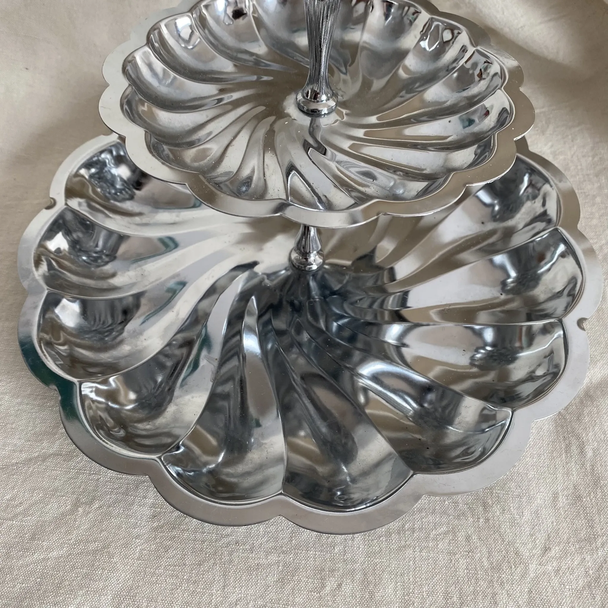 Presentation dish 2 stainless steel trays, 1970s-80s
