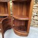 Corner bedside tables, in walnut