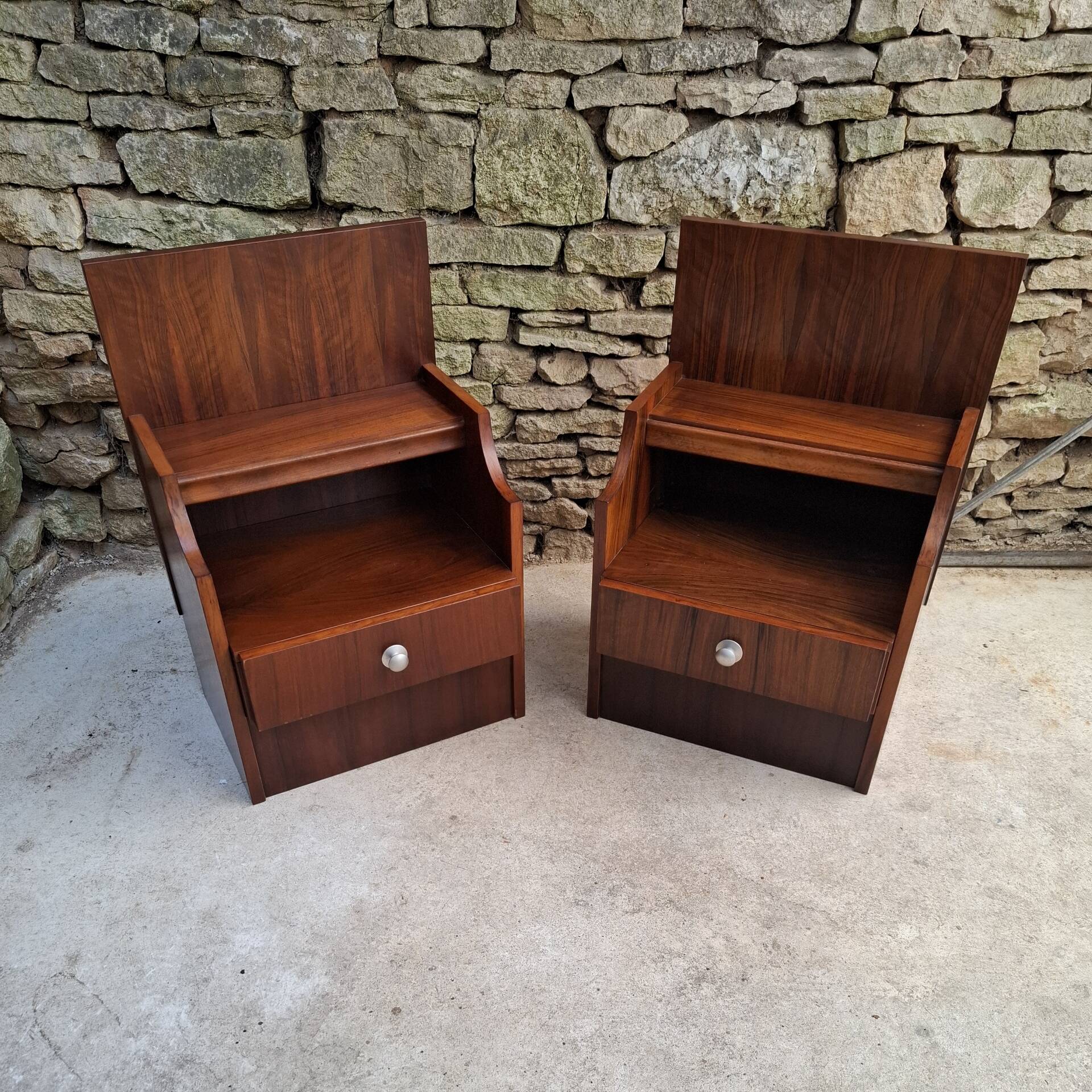 Pair of teak bedside tables