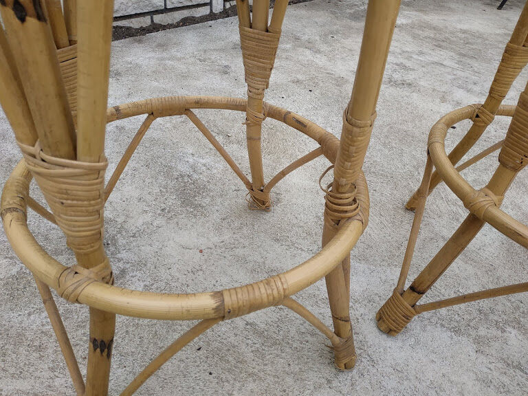 4 vintage rattan stools