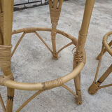 4 vintage rattan stools