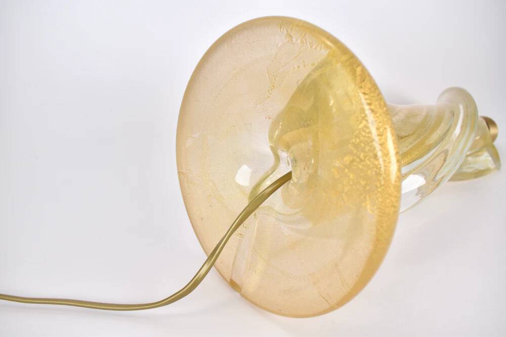 Vintage Murano glass table lamp with gold glitter