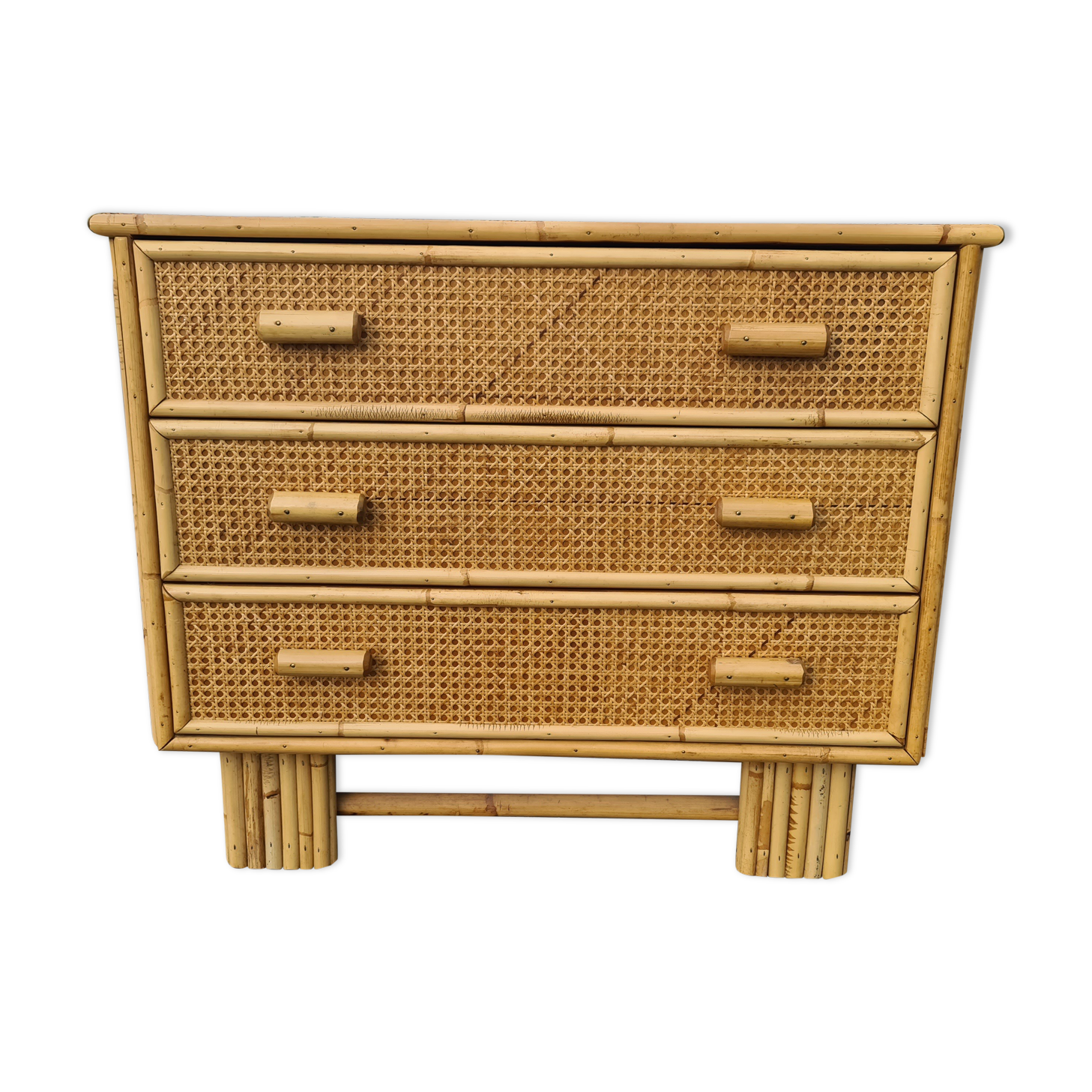Commode vintage rotin bambou style art déco